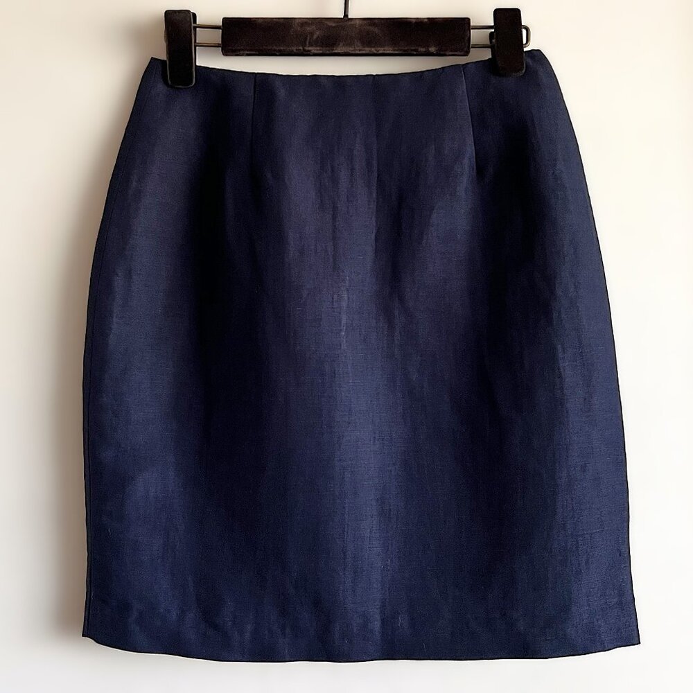 Daniel & Rebecca Navy Blue Linen/Rayon Straight Skirt, size 4